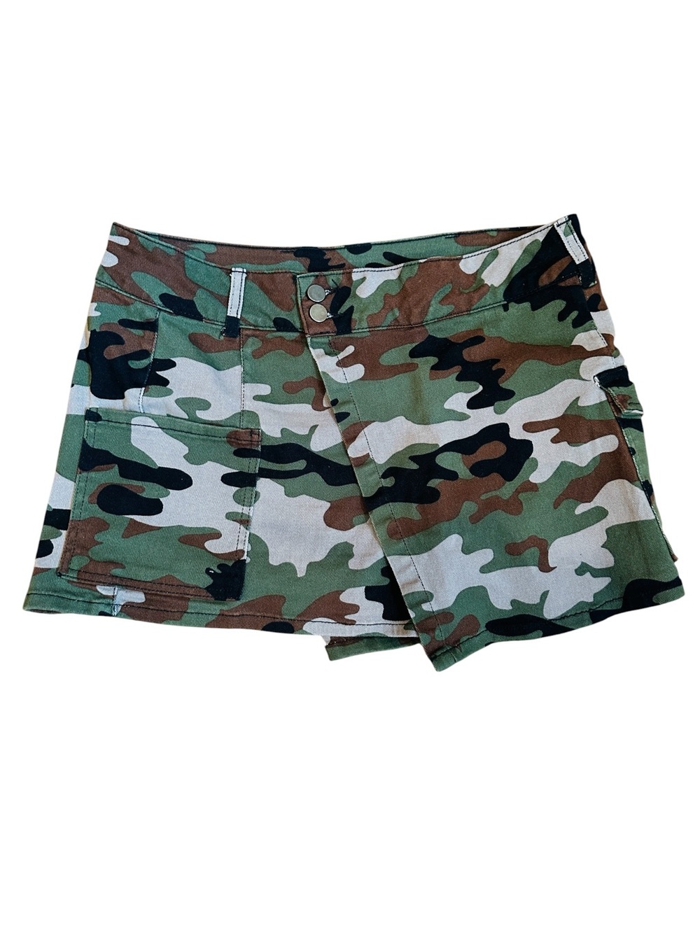 No Boundaries Women’s Camo Skort Junior Size L 11-13 Green Brown Cargo Military
